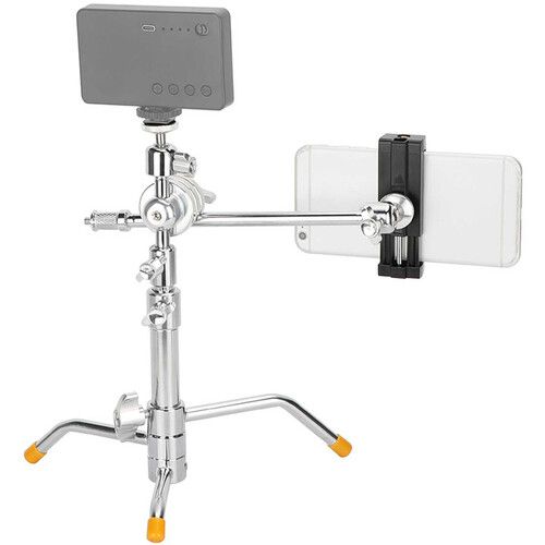  CAMVATE Mini Tabletop C-Stand with Grip Arm & Turtle Base Kit (Chrome)