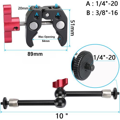  CAMVATE Universal Super Crab Clamp and 10