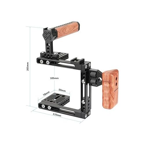  CAMVATE Universal Adjustable Camera Cage Fit for Right Handle and Left Handle Camera(Only Come with Left Handle Grip) - 1726