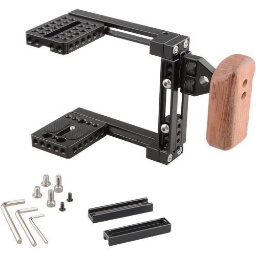  CAMVATE Adjustable Camera Cage Fit for Right Handle and Left Handle Camera(Only Come with Right Handle Grip)