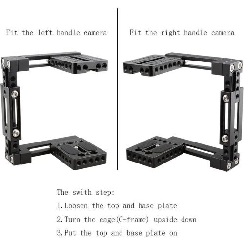  CAMVATE Adjustable Camera Cage Fit for Right Handle and Left Handle Camera(Only Come with Right Handle Grip)