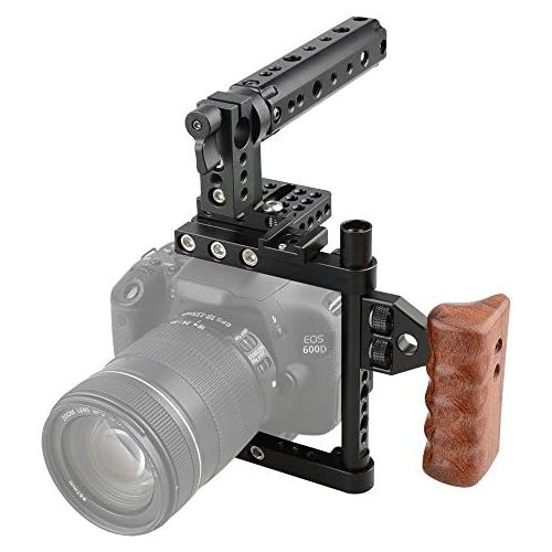  CAMVATE DSLR Camera Cage Top Handle Wood Grip for Canon Nikon Sony Panasonnic