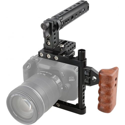  CAMVATE DSLR Camera Cage Top Handle Wood Grip for Canon Nikon Sony Panasonnic