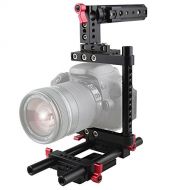 CAMVATE Camera Cage Rig Top Handle Tripod Mount Plate Compatible for Sony Panasonnic(Red)