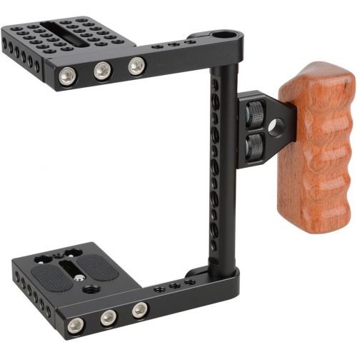  CAMVATE DSLR Video Camera Cage Stabilizer Rig with Wooden Handle Compatible for Camera Accessories