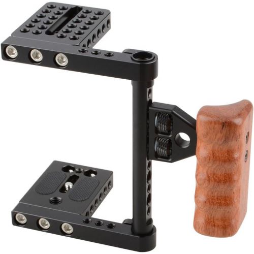  CAMVATE DSLR Video Camera Cage Stabilizer Rig with Wooden Handle Compatible for Camera Accessories