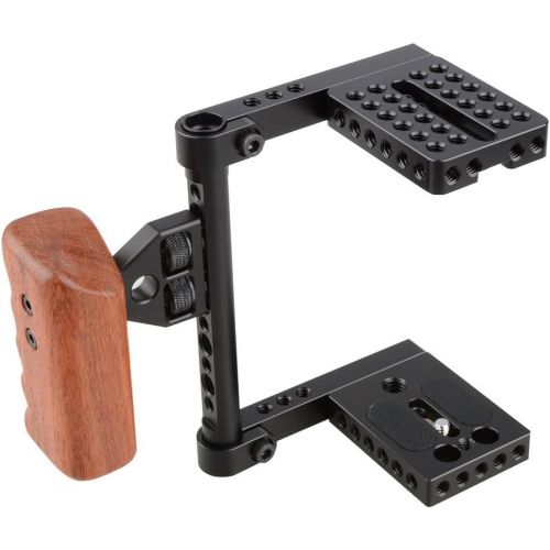  CAMVATE DSLR Video Camera Cage Stabilizer Rig with Wooden Handle Compatible for Camera Accessories