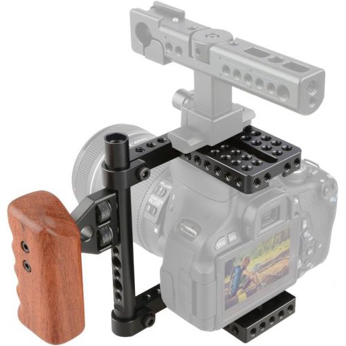  CAMVATE DSLR Video Camera Cage Stabilizer Rig with Wooden Handle Compatible for Camera Accessories