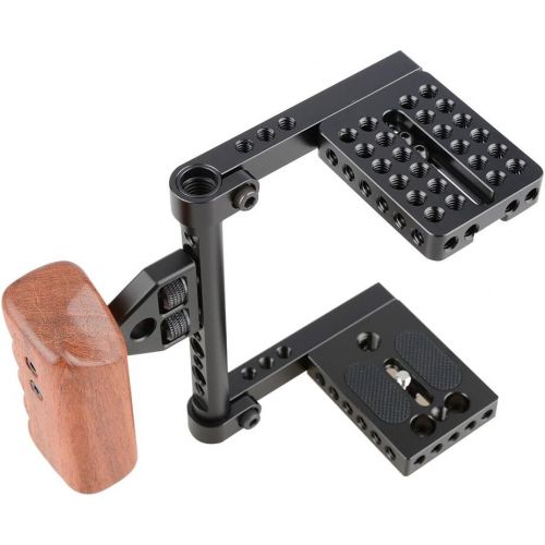  CAMVATE DSLR Video Camera Cage Stabilizer Rig with Wooden Handle Compatible for Camera Accessories