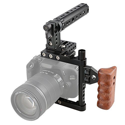  CAMVATE DSLR Camera Cage Top Handle Wood Grip Compatible for Sony Panasonnic