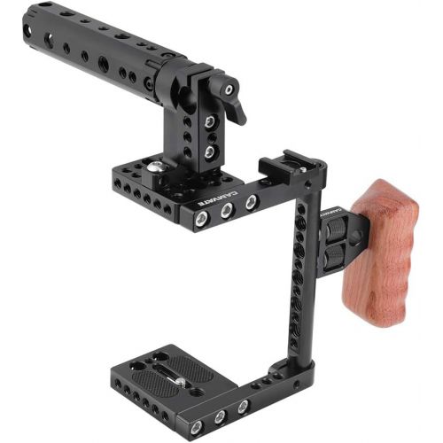  CAMVATE DSLR Camera Cage Top Handle Wood Grip Compatible for Sony Panasonnic