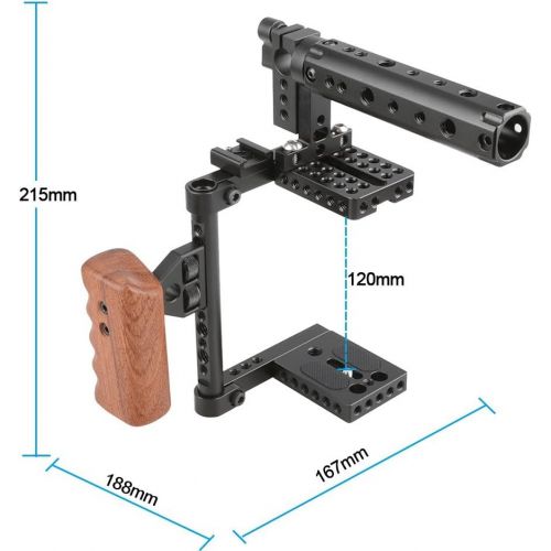  CAMVATE DSLR Camera Cage Top Handle Wood Grip Compatible for Sony Panasonnic