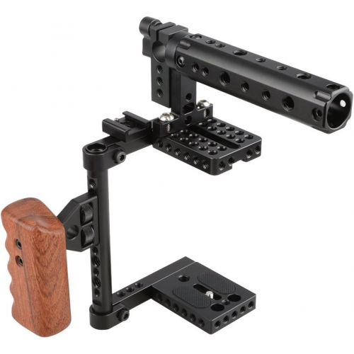  CAMVATE DSLR Camera Cage Top Handle Wood Grip Compatible for Sony Panasonnic