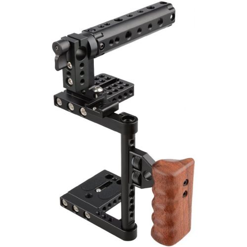  CAMVATE DSLR Camera Cage Top Handle Wood Grip Compatible for Sony Panasonnic