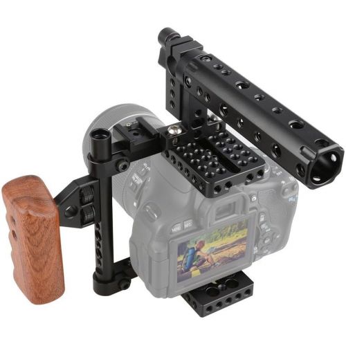  CAMVATE DSLR Camera Cage Top Handle Wood Grip Compatible for Sony Panasonnic