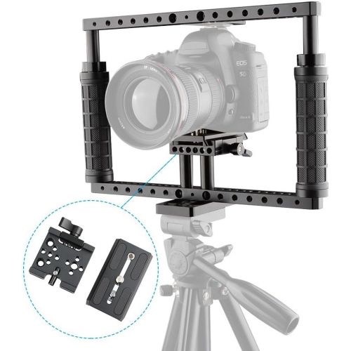  CAMVATE Battery Grip Camera Cage Adjustable with Quick Release Baseplate