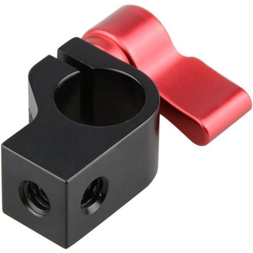  [아마존베스트]CAMVATE 15mm Single Rod Clamp with Two 1/4-20 Screw Hole for Camera DSLR Rail System(Red, 2 Pieses)