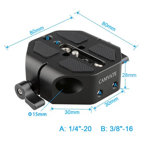  [아마존베스트]CAMVATE Camera 15mm Rod Type Universal Baseplate Compatible for C100/300/500(Black)