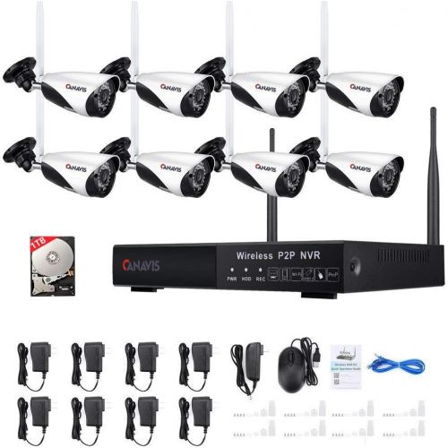  CANAVIS Wireless Surveillance Camera System with 2TB Hard Drive, 1080P HDMI NVR 8CH 1080p HD Wireless Cameras, Night Vision, Motion Detection, Manual Record or Motion Record CCTV S