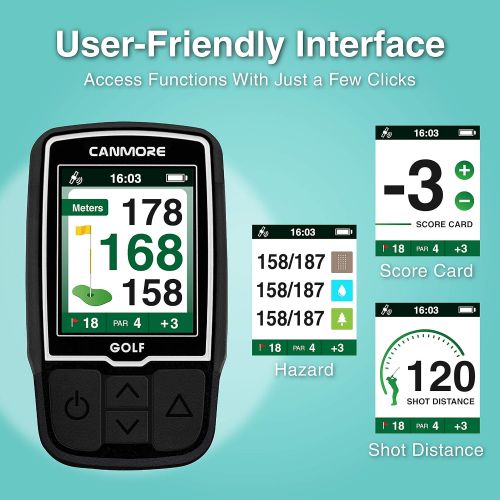  CANMORE HG200 Golf GPS - (Turquoise) Water Resistant Full Color Display with 40,000+ Essential Golf Course Data and Score Sheet - Free Courses Worldwide - 1 Year Warranty