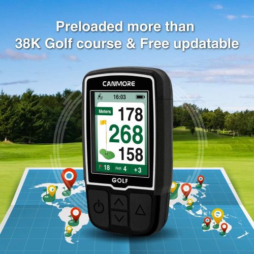  CANMORE HG200 Golf GPS - (Orange) Water Resistant Full Color Display with 40,000+ Essential Golf Course Data and Score Sheet, Free Courses Worldwide 1-Year Warranty