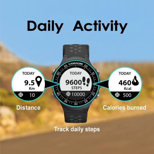  CANMORE TW410G Golf GPS Watch with Step Tracking - 40,000+ Free Worldwide Golf Courses Preloaded - Minimalist & User Friendly (Turquoise)