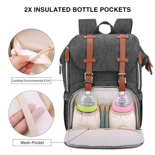  Diaper Bag Backpack, CANWAY Large Baby Bag Multi-Function Waterproof Nappy Bag with...