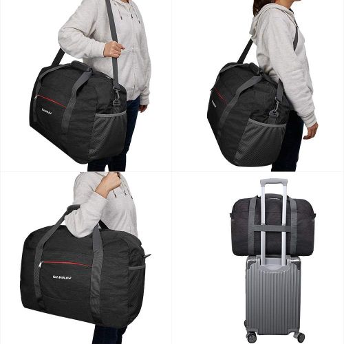  [아마존 핫딜] CANWAY Travel Duffel Bag, 55L Foldable Duffel Bags for Luggage Sport Gym Duffel Weekender Overnight Bag for Men Women Water-proof (Black)