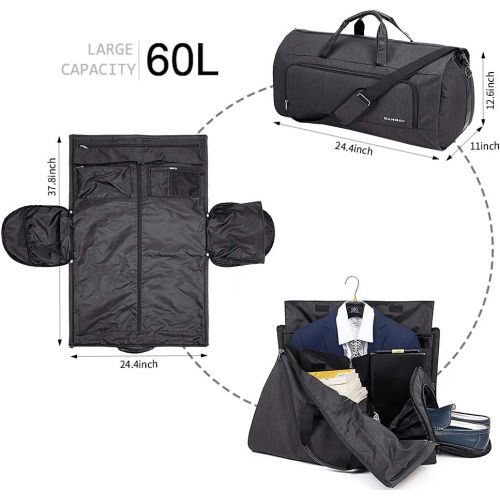  [아마존 핫딜] CANWAY Carry on Garment Bag, 60L Large Travel Duffel Bag with Shoes Compartment Convertible Suit Travel Bag Weekender Bag for Men Women