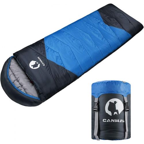  CANWAY Sleeping Bag with Compression Sack, Lightweight and Waterproof for Warm & Cold Weather, Comfort for 4 Seasons Camping/Traveling/Hiking/Backpacking, Adults & Kids