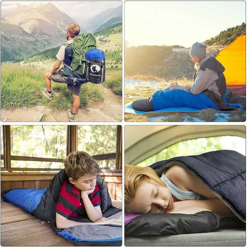  CANWAY Sleeping Bag with Compression Sack, Lightweight and Waterproof for Warm & Cold Weather, Comfort for 4 Seasons Camping/Traveling/Hiking/Backpacking, Adults & Kids