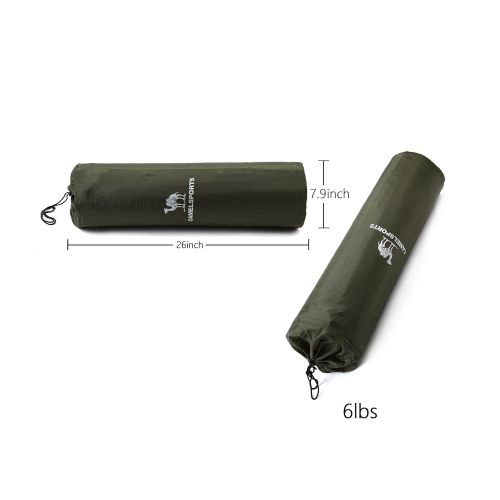  CANWAY Camel Double Self-Inflating Sleeping Pad with Attached Pillow, Comfortable for 2 Person Camping, Hiking, Beach