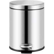CANWELL 12L Fingerprint Proof Bathroom Trash Can, Brushed Stainless Steel 3.2-Gallon Round Step Garbage Can