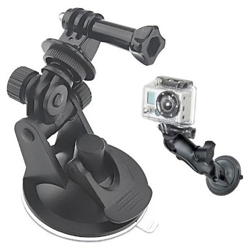  CAOMING ST-51 Mini Car Suction Cup Tripod Adapter + 7CM Diameter Base Mount for GoPro New Hero /HERO6 /5/5 Session /4 Session /4/3+ /3/2 /1, Xiaoyi and Other Action Cameras (Black)