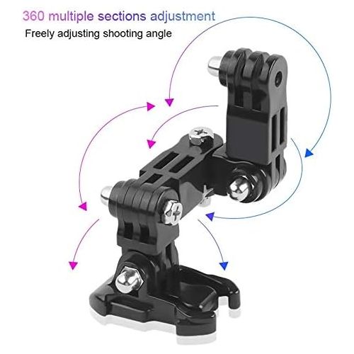  CAOMING Cycling Helmet Adhesive Multi-Joint Arm Fixed Mount Set with J-Hook Buckle Mount & Screw for DJI New Action, GoPro HERO7 /6 /5 /5 Session/4 Session /4 /3+ /3 /2 /1, Xiaoyi and Othe