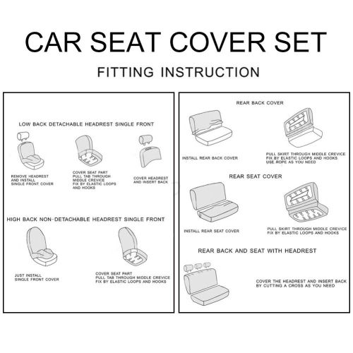  CARWORD PU Leather Full Set Car Seat Covers Air Bag Compatible Styling Interior Accessories Set Front & Rear Complete with headrest Covers (Black)