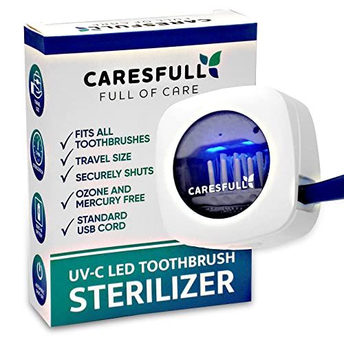  CARESFULL UV Toothbrush Sanitizer - Toothbrush Sterilizer - Fits All Toothbrushes, Safety Feature, for Home and Travel