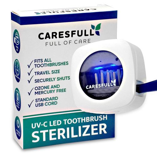  CARESFULL UV Toothbrush Sanitizer - Toothbrush Sterilizer - Fits All Toothbrushes, Safety Feature, for Home and Travel
