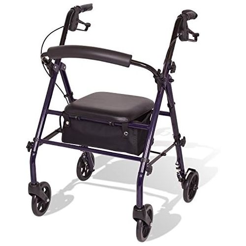  Carex Steel Rollator Walker with Seat and Wheels, Includes Back Support, Rolling Walker for Seniors and Those Needing Assistance Walking, Locking Handbrakes,...