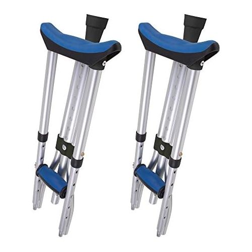  Carex Folding Crutches - Folding Aluminum Underarm Crutches - Lightweight, Great for Travel or Work, 2 Crutches Included, For 411 to 64 People