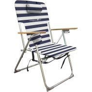 Caribbean Joe Folding Beach Chair, 4 Position Portable Backpack Foldable Camping Chair with Headrest, Cup Holder, and Wooden Armrests
