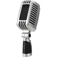 CAROL Classic Retro Dynamic Vocal Microphone - Old Vintage Style Super Cardioid Live Performance Studio Recording with Dual Capsules and Shock Absorbers - CLM-101 (Silver)