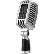 CAROL Classic Retro Dynamic Vocal Microphone - Old Vintage Style Super Cardioid Live Performance Studio Recording with Dual Capsules and Shock Absorbers - CLM-101 (Silver)