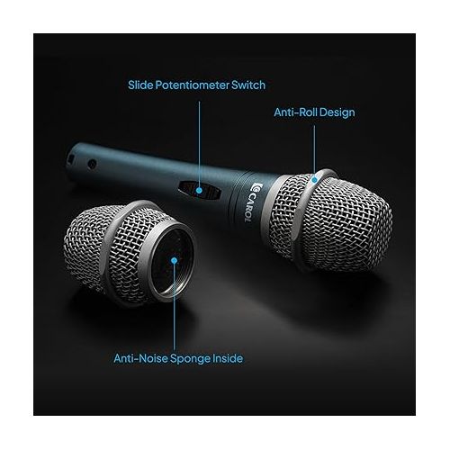  CAROL Dynamic Microphone with Super-Cardioid E dur-916S, Optimized for All Vocal Applications, Minimizes Handling Noise Without compromising Sound Quality (Silver Edition) (Silver)