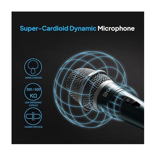  CAROL Dynamic Microphone with Super-Cardioid E dur-916S, Optimized for All Vocal Applications, Minimizes Handling Noise Without compromising Sound Quality (Silver Edition) (Silver)