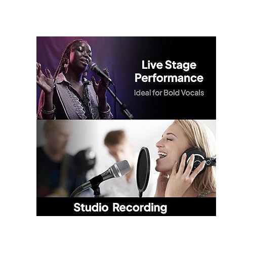  CAROL Dynamic Microphone Vocal with Super-Cardiod Unidirectional, Top Choice for Live Stage Performance Noise Cancelling AHNC Technology, P1-Black/AC-900 BK