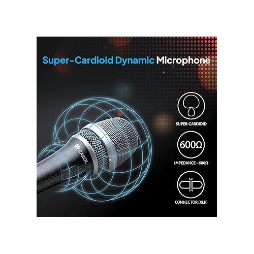  CAROL Dynamic Microphone Vocal with Super-Cardiod Unidirectional, Top Choice for Live Stage Performance Noise Cancelling AHNC Technology, P1-Black/AC-900 BK