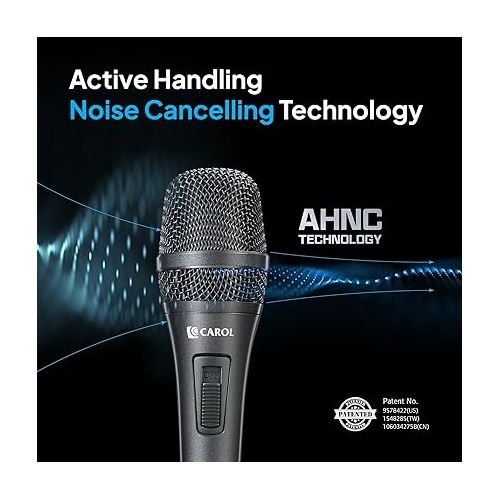  CAROL Vocal Microphone - Cardioid Unidirectional Dynamic Microphone with AHNC Noise Cancellation, for Professional Live Stage Singing Performance, Includes Stand Adapter and 14.8ft XLR Cable,AC-910S