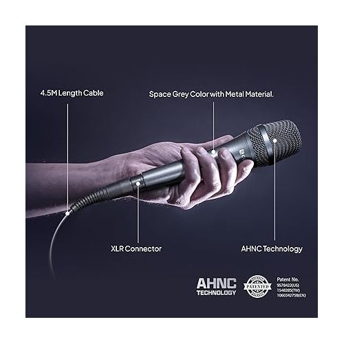  CAROL Vocal Microphone - Cardioid Unidirectional Dynamic Microphone with AHNC Noise Cancellation, for Professional Live Stage Singing Performance, Includes Stand Adapter and 14.8ft XLR Cable,AC-910S