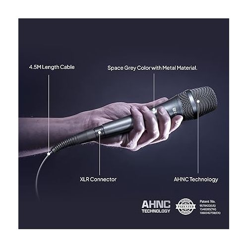  CAROL Vocal Microphone - Cardioid Unidirectional Dynamic Microphone with AHNC Noise Cancellation, for Professional Live Stage Singing Performance, Includes Stand Adapter and 14.8ft XLR Cable,AC-910